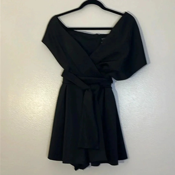 ASOS | New Fallen Shoulder black short romper cocktail mini Women’s size 8 event - Picture 7 of 7